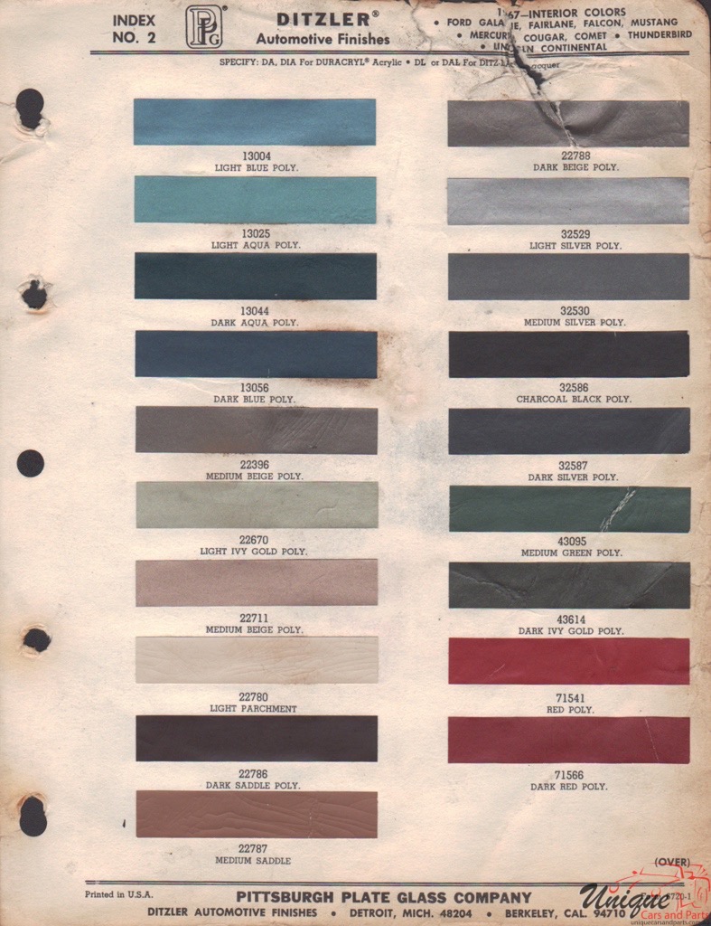 1967 Ford Paint Charts PPG 3